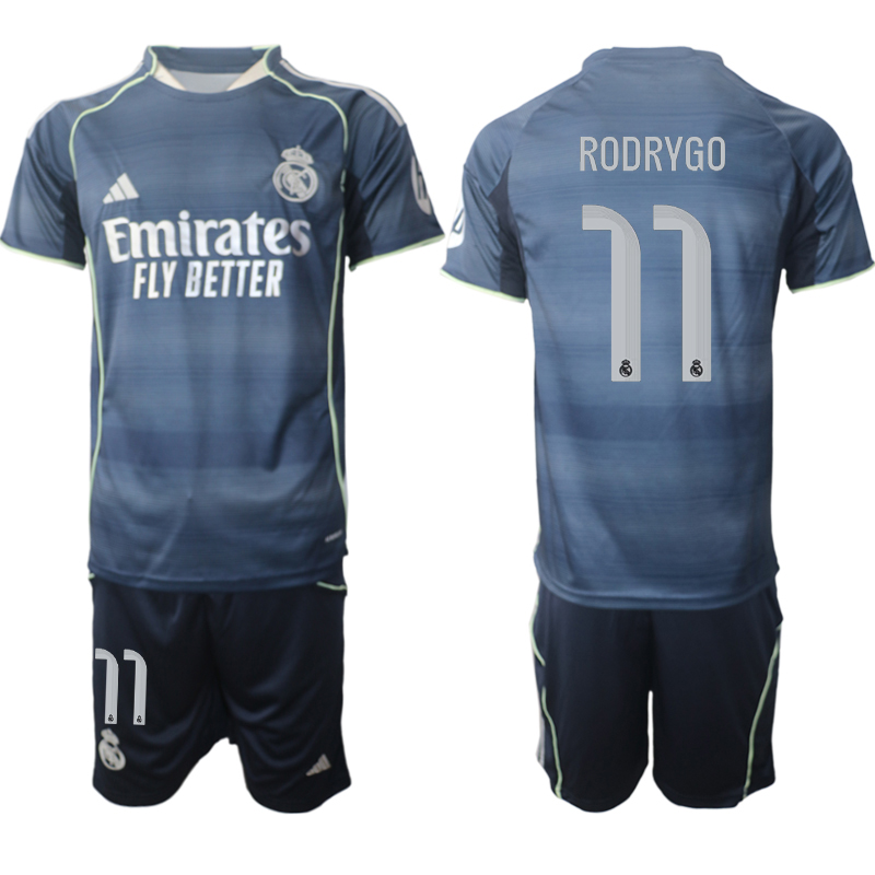 Men 2025-2026 Club Real Madrid away Blue #11 Soccer Jersey->real madrid jersey->Soccer Club Jersey